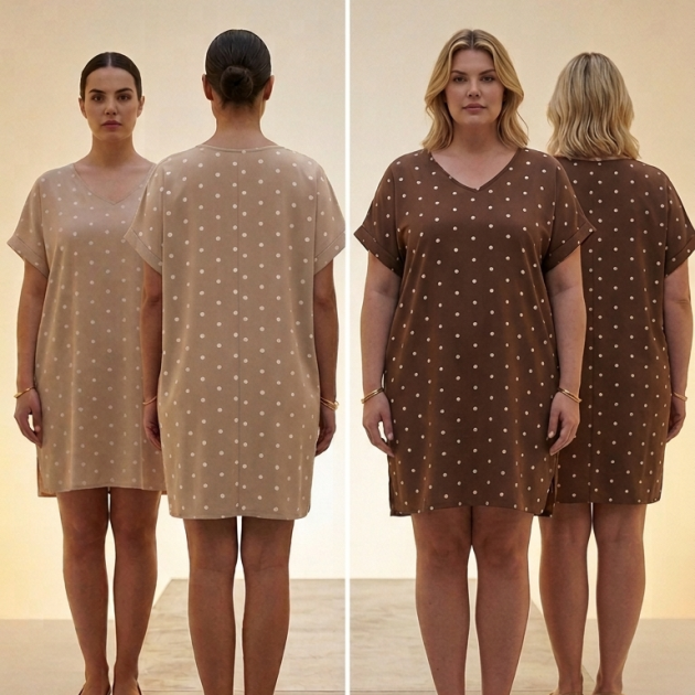 Vestidos lunares blancos fondo marrón claro  talla 48