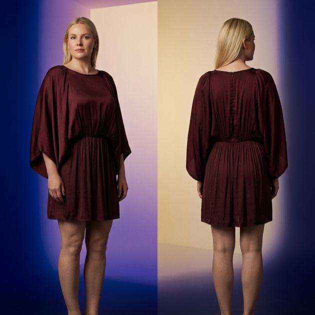 Vestido burdeos talla hasta la 46