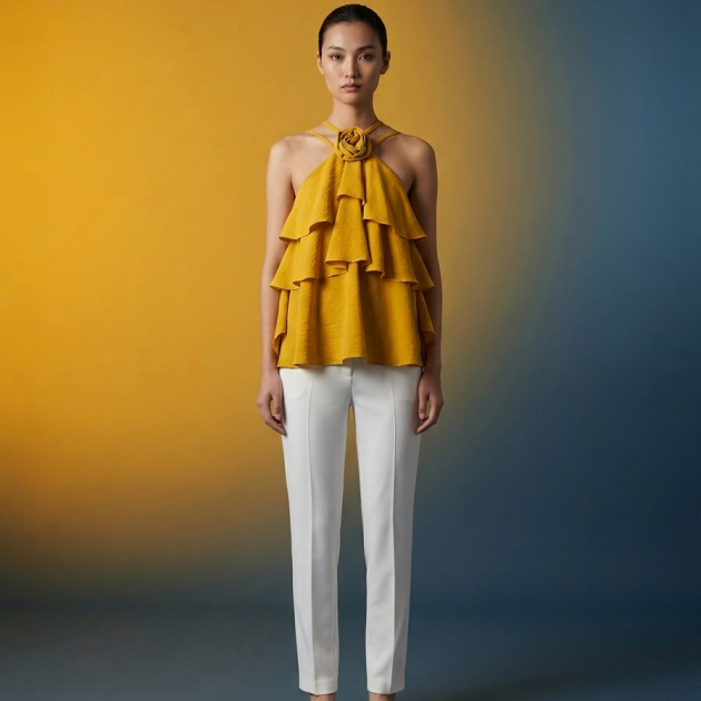 Blusa amarilla tirantes talla unica hasta la 44