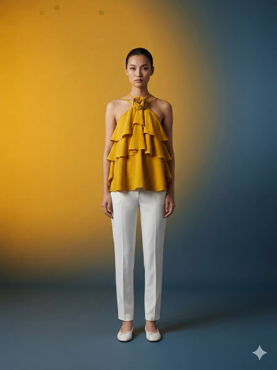 Blusa amarilla tirantes talla unica hasta la 44