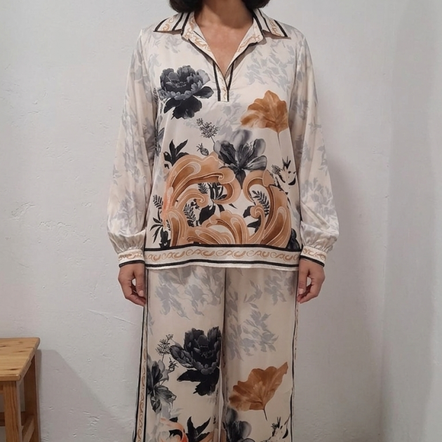 Conjunto estampado blusa y pantalon talla hasta la 42