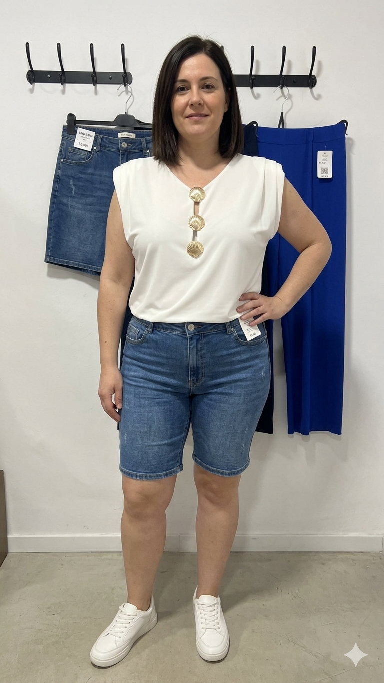 Blusa blanca talla hasta la 54 - Imagen 2